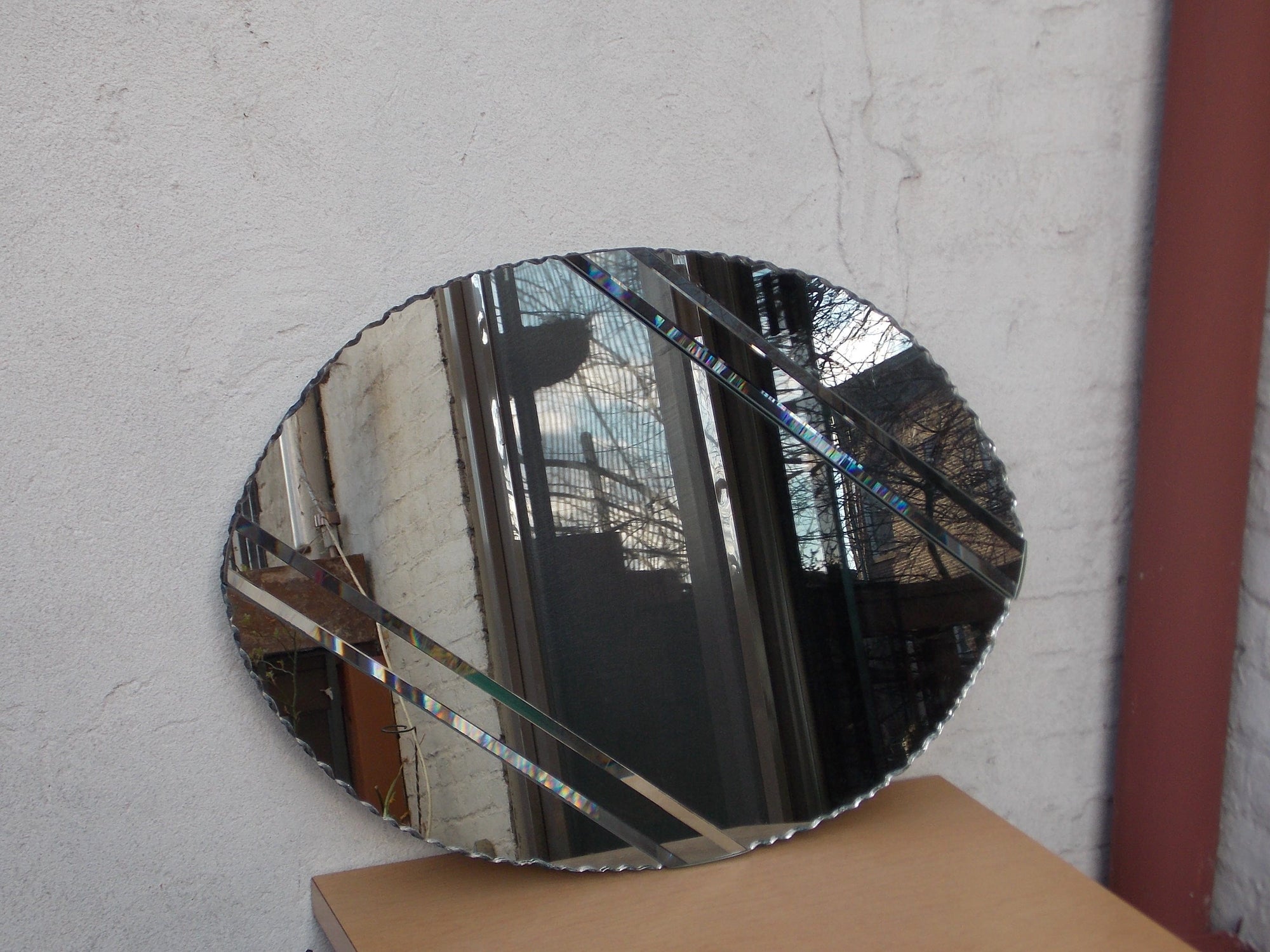 I Like Mike's Mid Century Modern Wall Decor & Art Scalloped Heavy Oval Neo Deco Wall Mirror