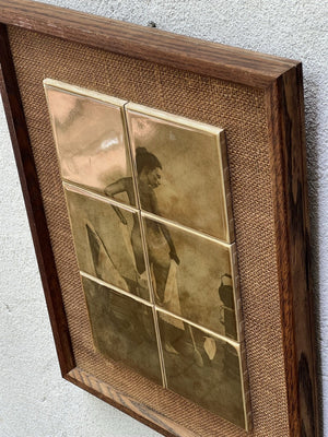 I Like Mike's Mid Century Modern Wall Decor & Art Sepia Toned Bathing Nude on Ceramic Tile, Framed