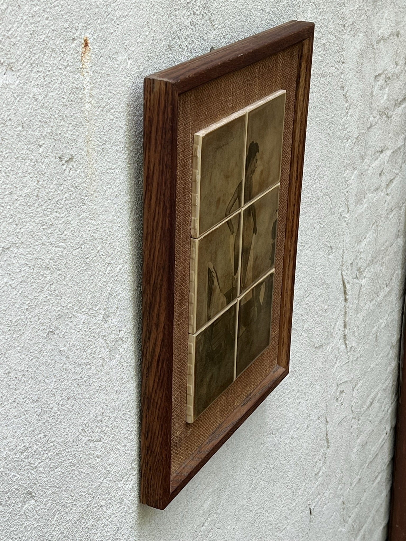 I Like Mike's Mid Century Modern Wall Decor & Art Sepia Toned Bathing Nude on Ceramic Tile, Framed
