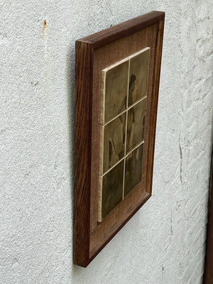 I Like Mike's Mid Century Modern Wall Decor & Art Sepia Toned Bathing Nude on Ceramic Tile, Framed