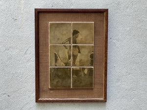 I Like Mike's Mid Century Modern Wall Decor & Art Sepia Toned Bathing Nude on Ceramic Tile, Framed