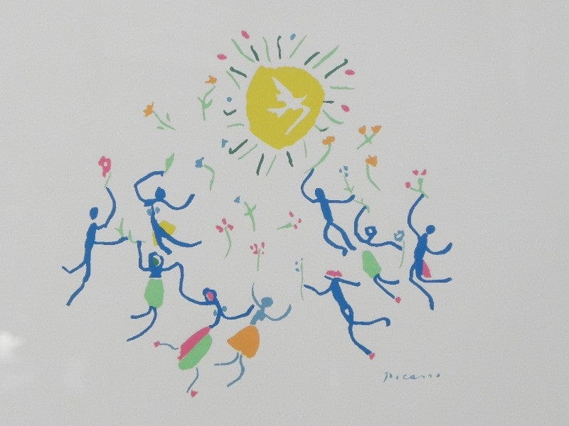 I Like Mike's Mid Century Modern Wall Decor & Art Small Framed Picasso Print, Circle of Friends Dancing