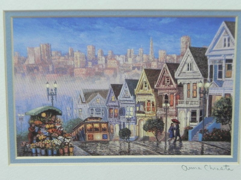 I Like Mike's Mid Century Modern Wall Decor & Art Small Framed San Francisco Street Scape Limited Print by Anna Chrasta, Signed by the Artist