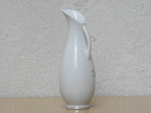 I Like Mike's Mid Century Modern Wall Decor & Art Small White Pitcher Vase with Gold Bamboo Design