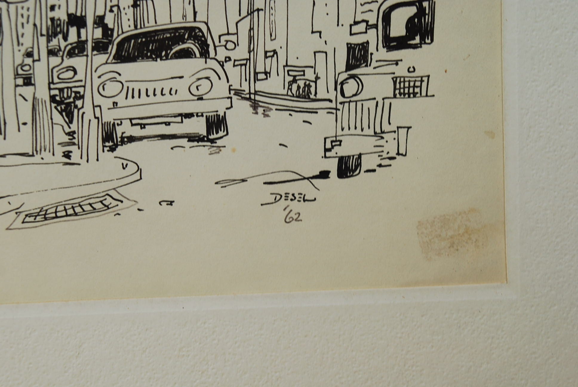 I Like Mike's Mid-Century Modern Wall Decor & Art SOLD 1962 New York City Framed Pen & Ink by Desel