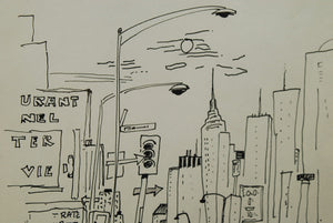 I Like Mike's Mid-Century Modern Wall Decor & Art SOLD 1962 New York City Framed Pen & Ink by Desel
