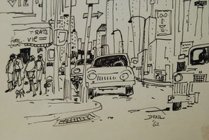 I Like Mike's Mid-Century Modern Wall Decor & Art SOLD 1962 New York City Framed Pen & Ink by Desel