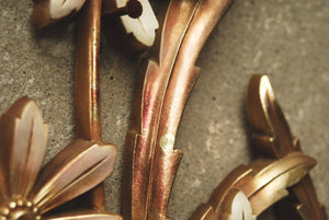 I Like Mike's Mid-Century Modern Wall Decor & Art Syroco Large Gilded Floral Arrangement Wall Hanging - Gold & White