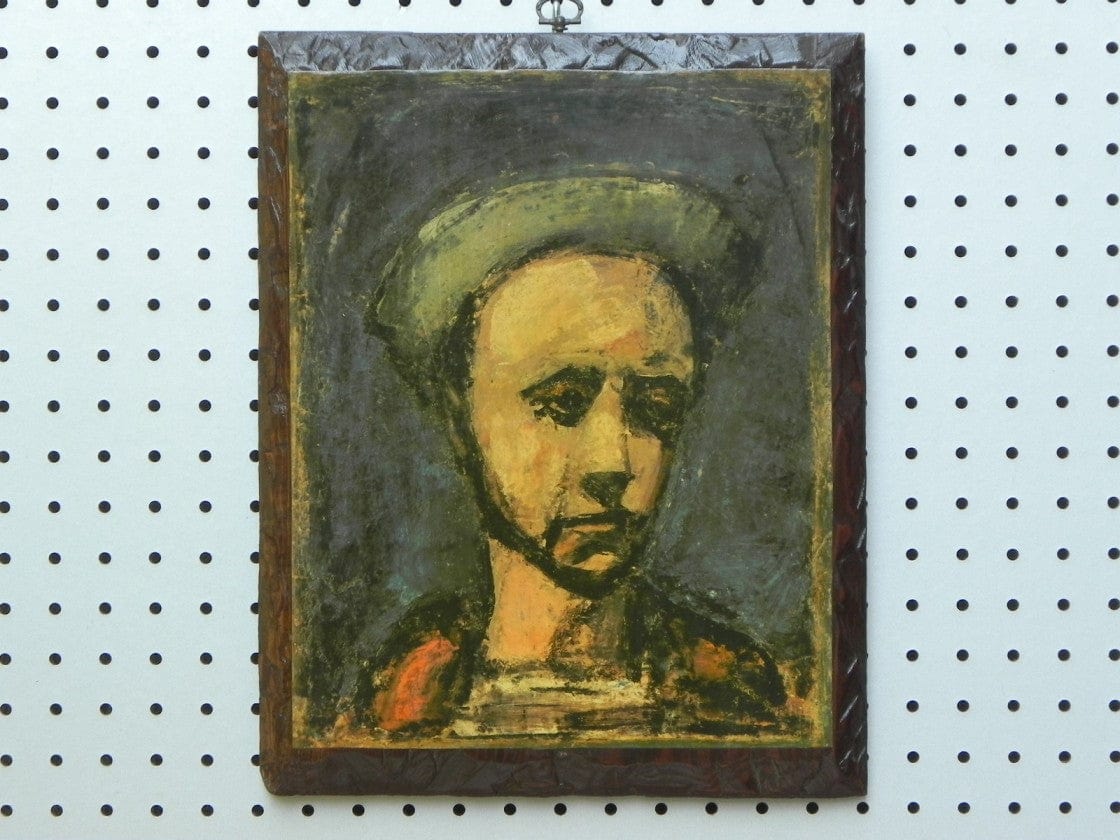 I Like Mike's Mid Century Modern Wall Decor & Art The Apprentice by Georges Rouault, Decopaged on Wood Wall Hanging