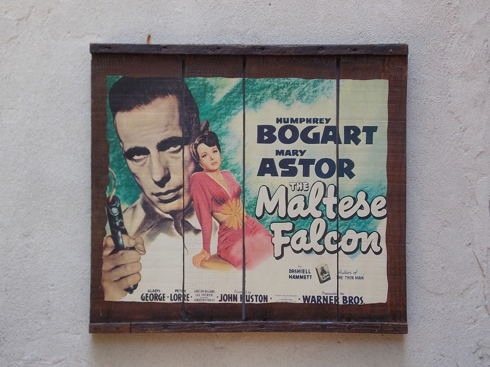 I Like Mike's Mid Century Modern Wall Decor & Art The Maltese Falcon Movie Poster on Wooden Raisin Box