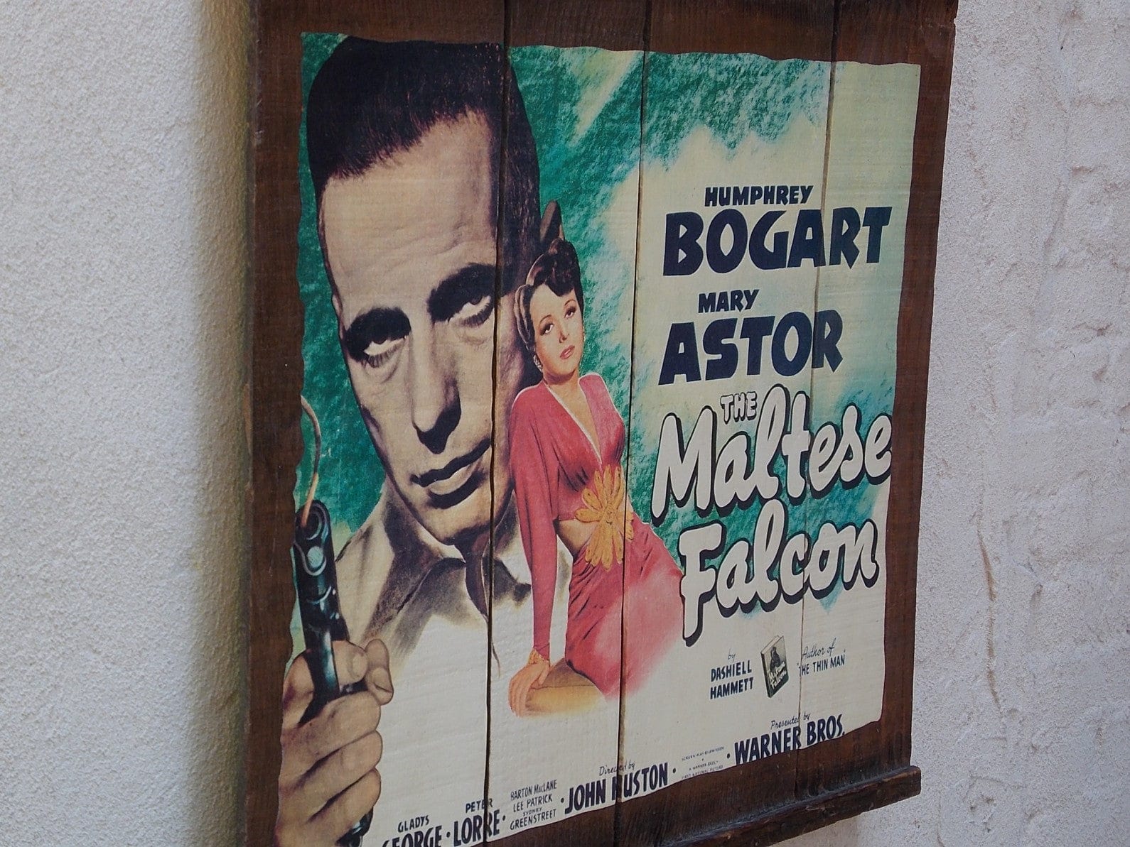 I Like Mike's Mid Century Modern Wall Decor & Art The Maltese Falcon Movie Poster on Wooden Raisin Box