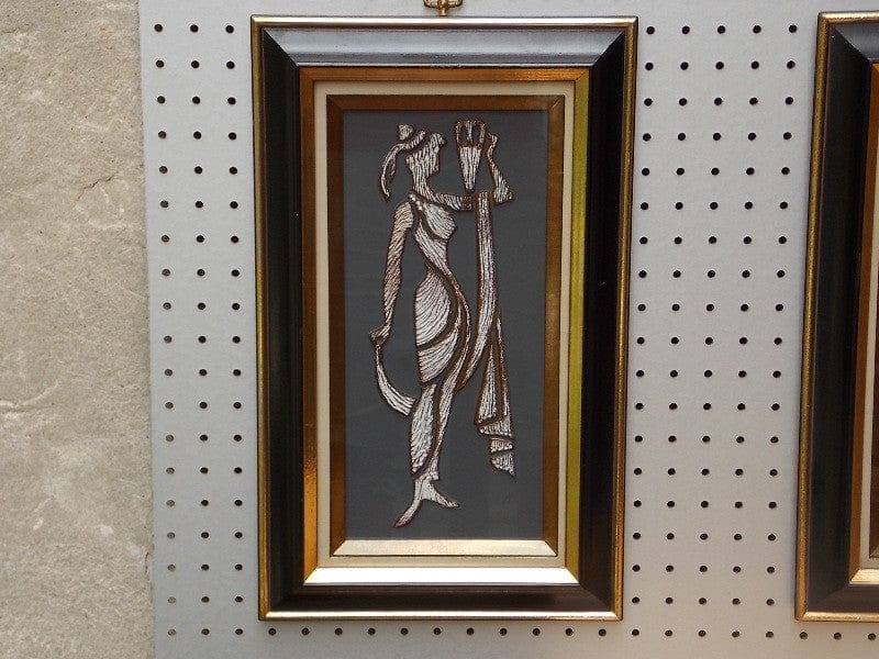 I Like Mike's Mid-Century Modern Wall Decor & Art Trio of Black Gold Raised Metallic Wall Hangings