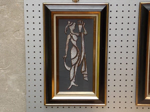 I Like Mike's Mid-Century Modern Wall Decor & Art Trio of Black Gold Raised Metallic Wall Hangings