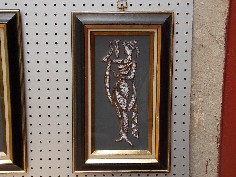 I Like Mike's Mid-Century Modern Wall Decor & Art Trio of Black Gold Raised Metallic Wall Hangings
