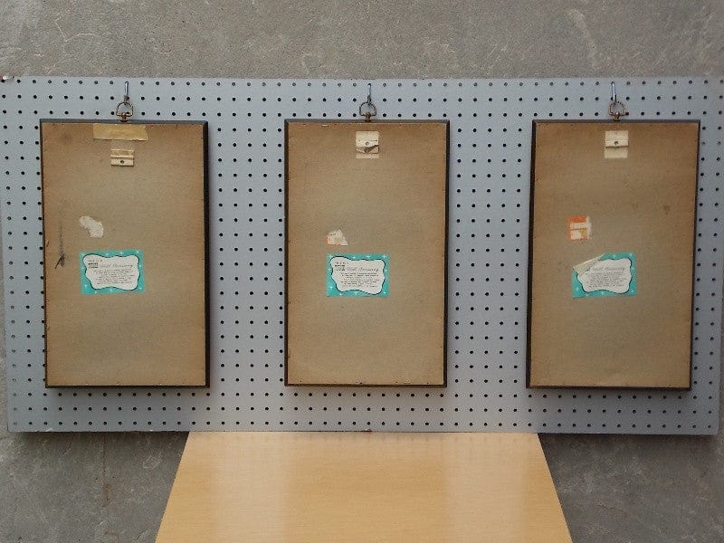 I Like Mike's Mid-Century Modern Wall Decor & Art Trio of Black Gold Raised Metallic Wall Hangings