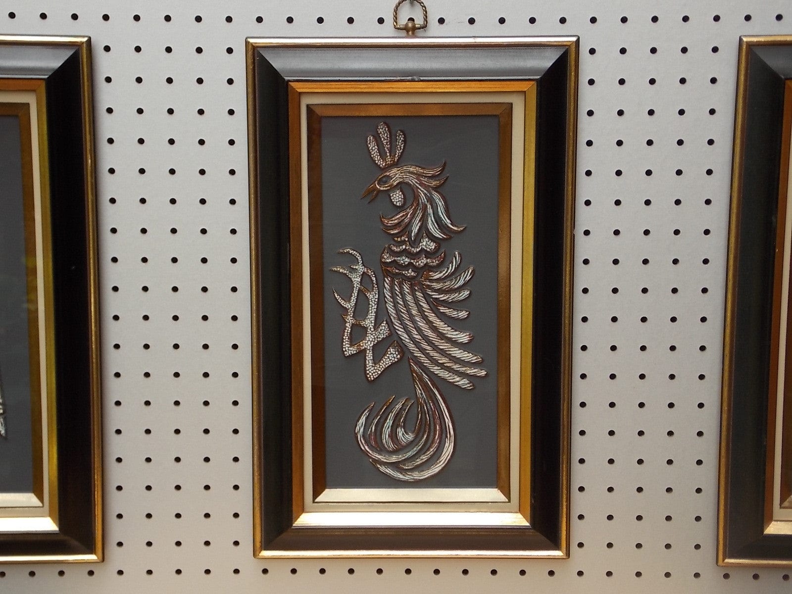 I Like Mike's Mid-Century Modern Wall Decor & Art Trio of Black Gold Raised Metallic Wall Hangings