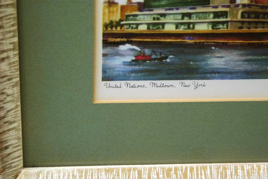 I Like Mike's Mid-Century Modern Wall Decor & Art Trio of Manhattan New York Scenes, Framed Watercolor Prints By V. Carleton