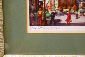I Like Mike's Mid-Century Modern Wall Decor & Art Trio of Manhattan New York Scenes, Framed Watercolor Prints By V. Carleton
