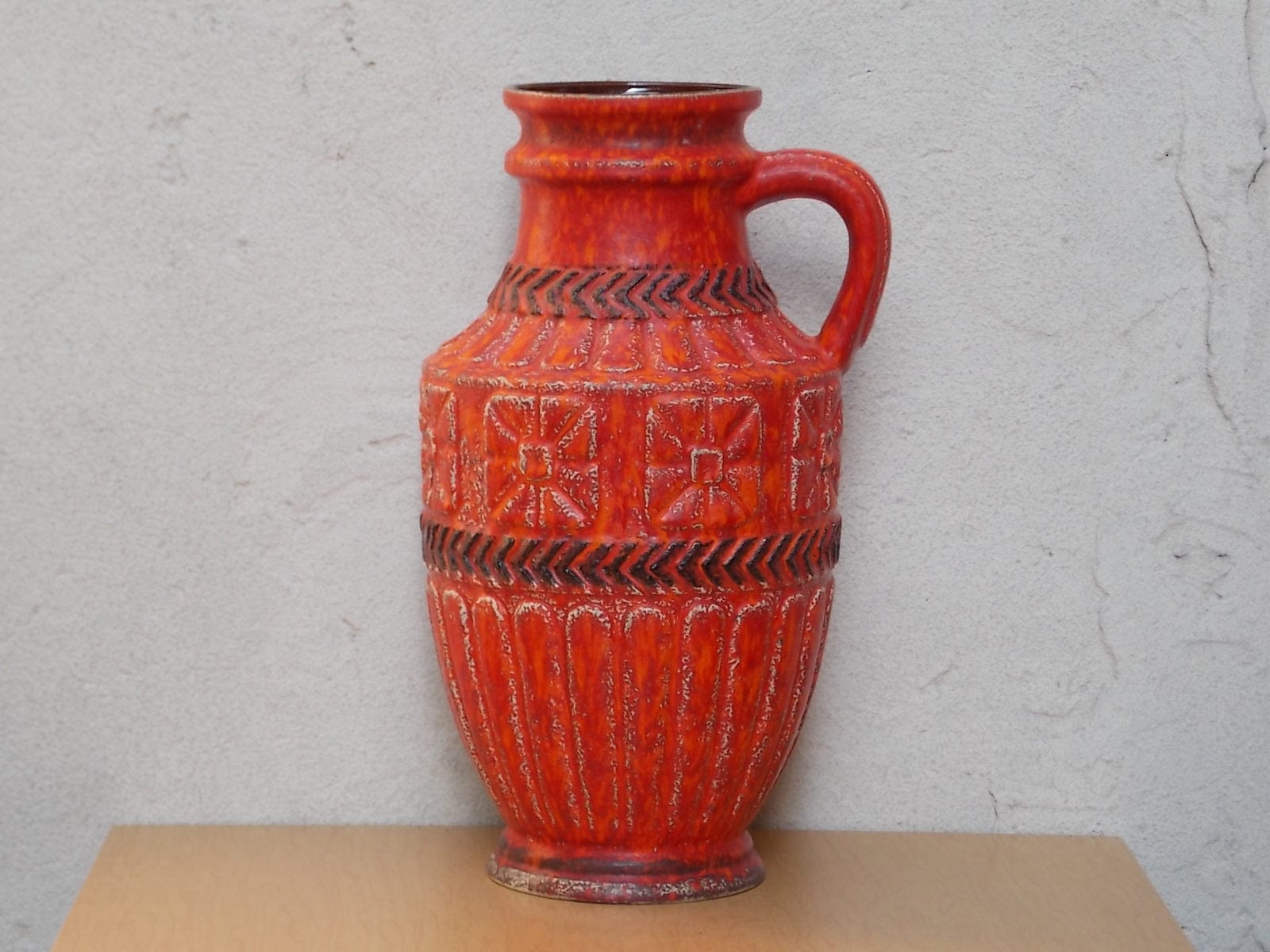 I Like Mike's Mid Century Modern Wall Decor & Art Very Large Orange Vase from West German