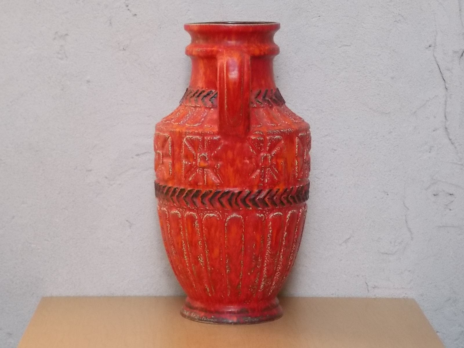 I Like Mike's Mid Century Modern Wall Decor & Art Very Large Orange Vase from West German