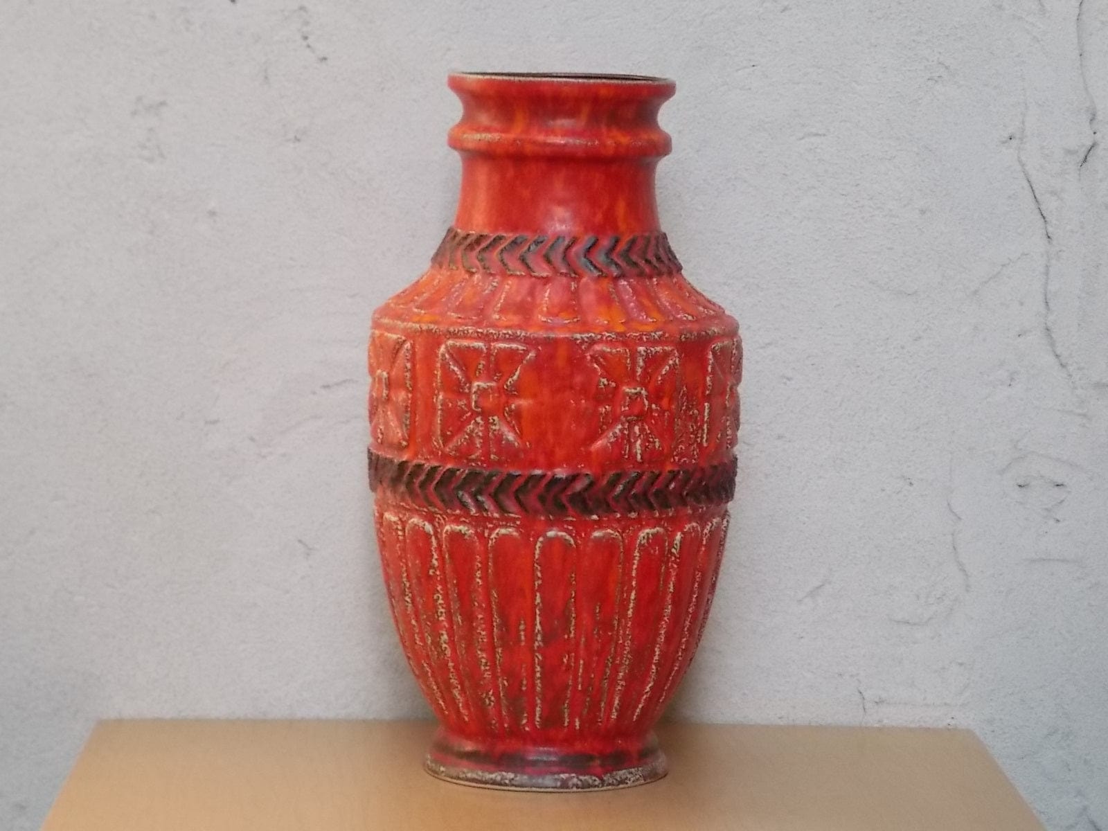 I Like Mike's Mid Century Modern Wall Decor & Art Very Large Orange Vase from West German