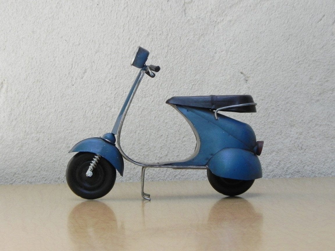 Vintage Metallic Antique Vespa, Tiny Scooter Miniature, Metal