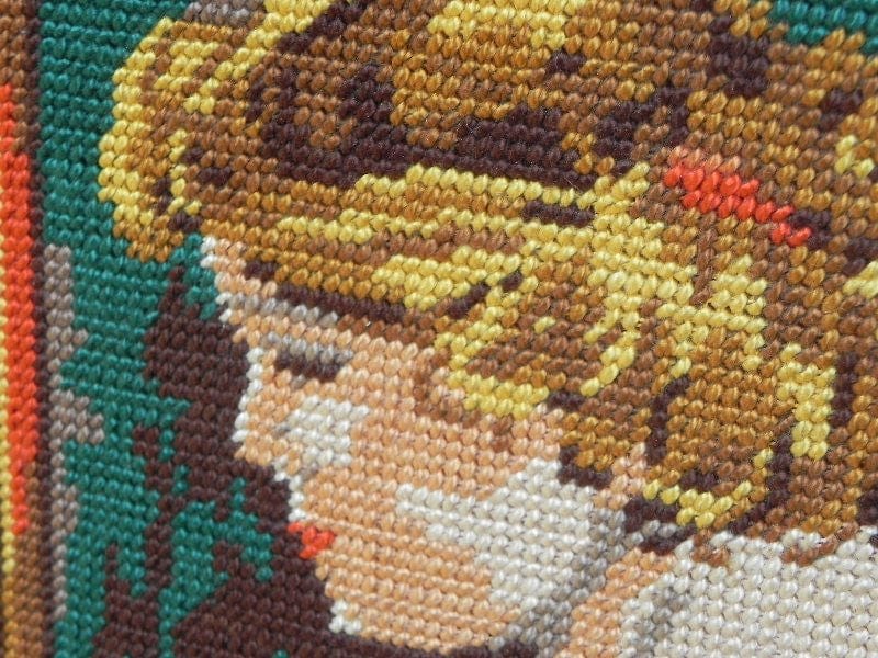 I Like Mike's Mid Century Modern Wall Decor & Art Vintage Nude Blonde Needlepoint in Gilded Frame