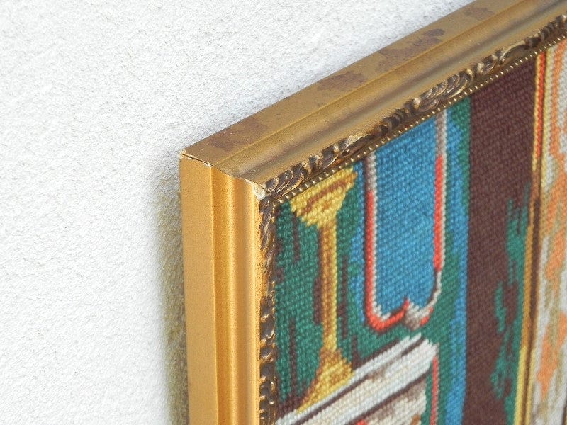 I Like Mike's Mid Century Modern Wall Decor & Art Vintage Nude Blonde Needlepoint in Gilded Frame