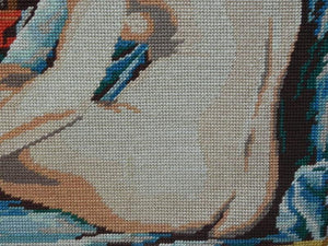I Like Mike's Mid Century Modern Wall Decor & Art Vintage Nude Blonde Needlepoint in Gilded Frame