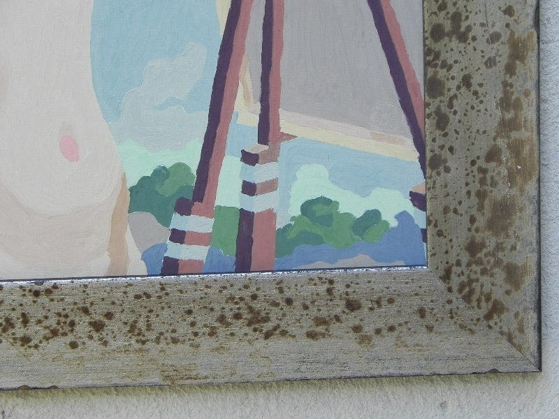 I Like Mike's Mid Century Modern Wall Decor & Art Vintage Nude Painting Paint by Numbers, Newly Framed, "Woman Being Painted"