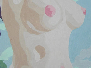 I Like Mike's Mid Century Modern Wall Decor & Art Vintage Nude Painting Paint by Numbers, Newly Framed, "Woman Being Painted"