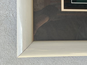 I Like Mike's Mid Century Modern Wall Decor & Art White Framed Black Matte Pink and Green Iris Wall Art, 1980s