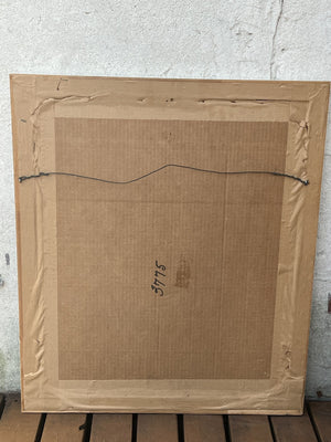 I Like Mike's Mid Century Modern Wall Decor & Art White Framed Black Matte Pink and Green Iris Wall Art, 1980s