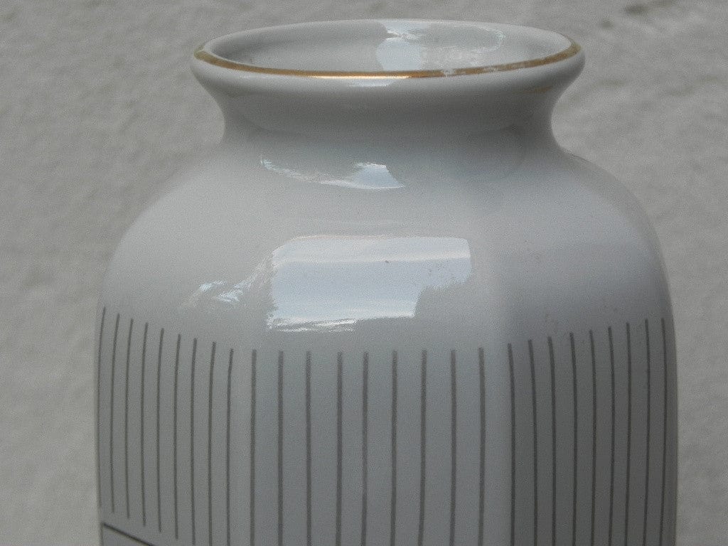 I Like Mike's Mid Century Modern Wall Decor & Art White Japanese Vase with Purple Irises