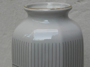 I Like Mike's Mid Century Modern Wall Decor & Art White Japanese Vase with Purple Irises