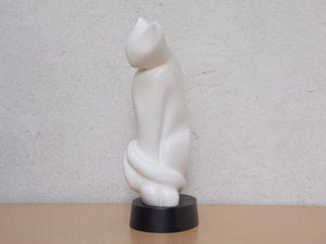 White Stone Modern Cat Table Sculpture by Li Ching