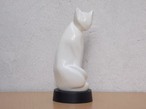 I Like Mike's Mid Century Modern Wall Decor & Art White Stone Modern Cat Table Sculpture by Li Ching