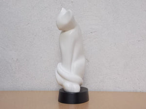 I Like Mike's Mid Century Modern Wall Decor & Art White Stone Modern Cat Table Sculpture by Li Ching