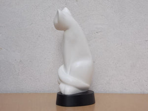 I Like Mike's Mid Century Modern Wall Decor & Art White Stone Modern Cat Table Sculpture by Li Ching