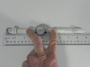 I Like Mike's Mid Century Modern Watch Skagen Unisex Silvertone Round Watch, Modern Silver Dial, White Leather Band