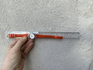 I Like Mike's Mid Century Modern Watch Skagen Women's Jeweled Silvertone Watch with Orange Leather Band