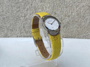 I Like Mike's Mid Century Modern Watch Skagen Women's Jeweled Silvertone Watch with Yellow Leather Band
