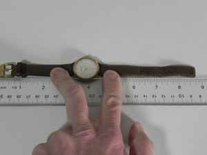 I Like Mike's Mid Century Modern Watches Skagen Women's Gold Toned Round Watch, Jeweled, Brown Leather Band