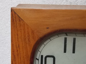 I Like Mikes Mid Century Modern Antique Ansonia Square Wooden Chiming Wall Clock, 8-Day, 100% Original, Rare