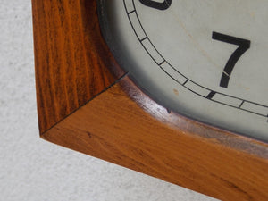 I Like Mikes Mid Century Modern Antique Ansonia Square Wooden Chiming Wall Clock, 8-Day, 100% Original, Rare
