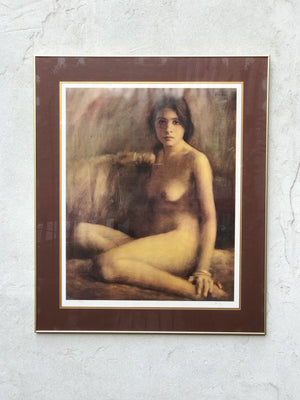 I Like Mikes Mid Century Modern Artwork Large Evelyn Embry Nude Signed Framed Print, 1970s