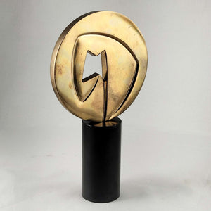 I Like Mikes Mid Century Modern Clock Brass and Marble Sculpture by Spanish Artist Joaquin Berao
