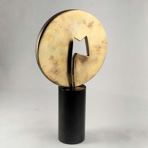 I Like Mikes Mid Century Modern Clock Brass and Marble Sculpture by Spanish Artist Joaquin Berao