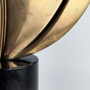 I Like Mikes Mid Century Modern Clock Brass and Marble Sculpture by Spanish Artist Joaquin Berao