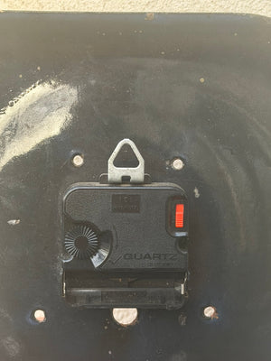 I Like Mikes Mid Century Modern Clock Delft Blue & White Wall Clock, Porcelain on Cast Iron